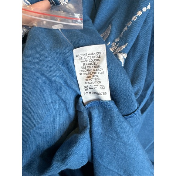 Roaman's Teal Embroidered Bell Sleeve Boho Tunic Blouse Size 18/20 L - Picture 4 of 13